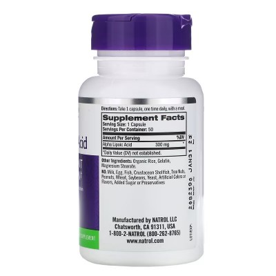 Ácido Alfa Lipoico 300mg 50 Cápsulas de Natrol DOCTOR'S BEST NTL-00312 Antioxidantes salud.bio