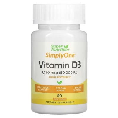 SimplyOne, Vitamina D3, 50.000 UI, 50 cápsulas blandas de Super Nutrition Super Nutrition SPN-00378 Vitamina A y D salud.bio