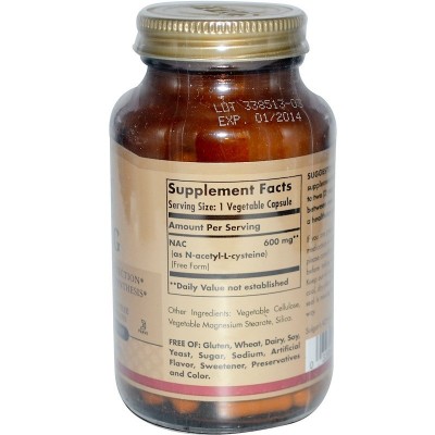 NAC 600mg 120 cápsulas vegetales de Solgar Solgar SOL-01792 Antioxidantes salud.bio