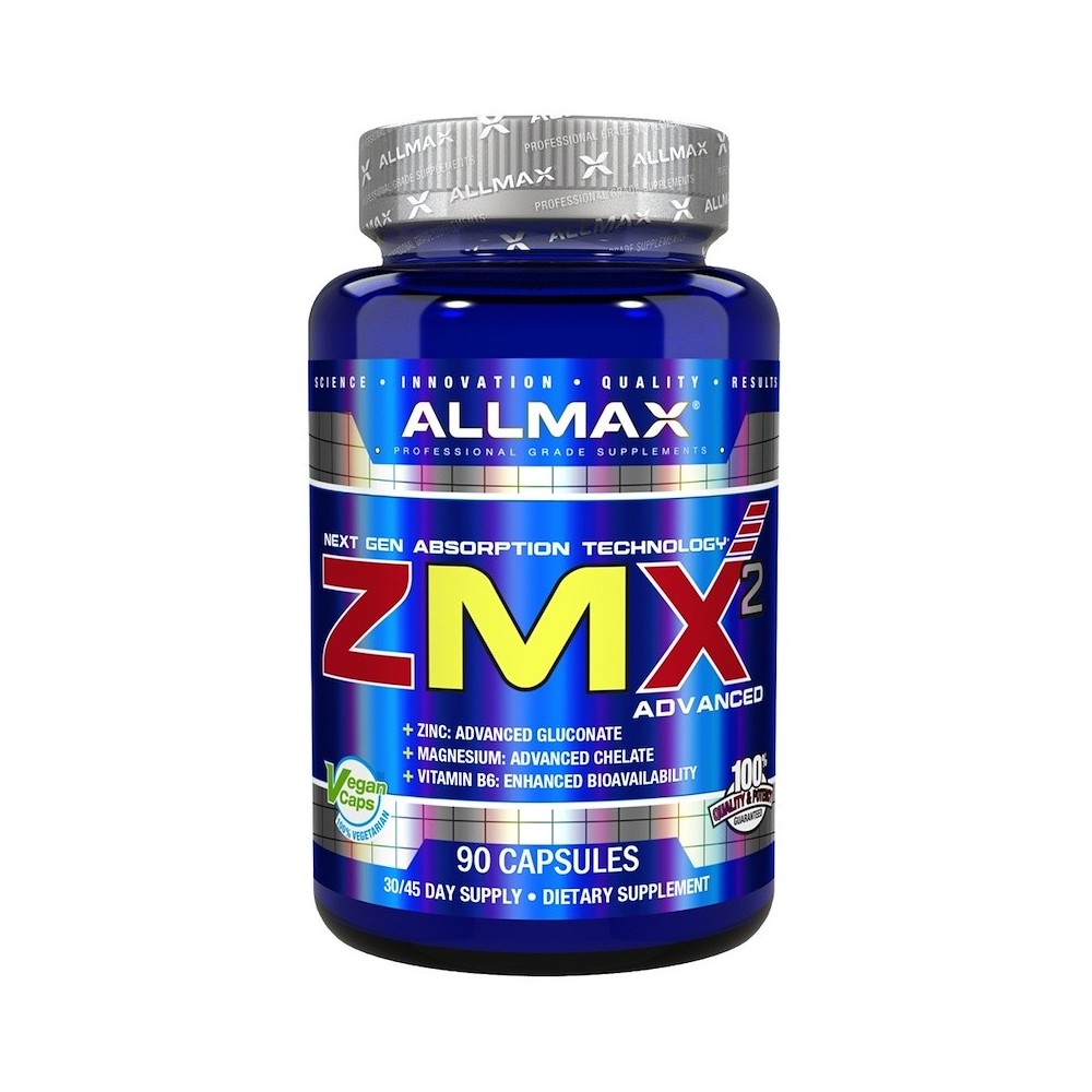 ZMX2 avanzado, 90 cápsulas de ALLMAX Nutrition SOLGAR AMX-12810 Suplementos Minerales  salud.bio