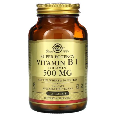 Vitamina B1 en 500 mg (Tiamina) 100 comprimidos de Solgar SOLGAR SOL-02980 Vitamina B salud.bio