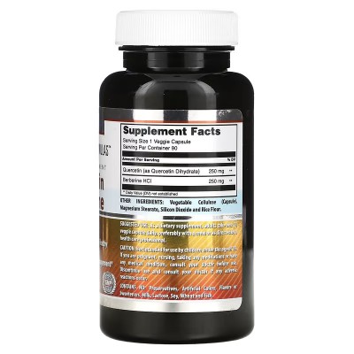 Quercetina y berberina, 500 mg, 90 cápsulas vegetales de Amazing Nutrition Amazing Nutrición AMN-02487 Antioxidantes salud.bio