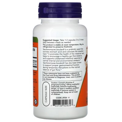 Saccharomyces boulardii, 60 cápsulas vegetales de NOW Foods NOW Foods NOW-02934 Ayudas aparato Digestivo salud.bio