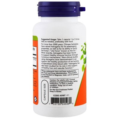 Extracto de astrágalo, 500 mg, 90 cápsulas de Now Foods NOW Foods NOW-04598 Sistema inmunitario salud.bio