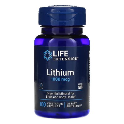 Orotato de litio, 1000mcg 100 cápsulas Vegetales de Life Extension Life Extension LEX-24031 Estados emocionales, ansiedad, es...