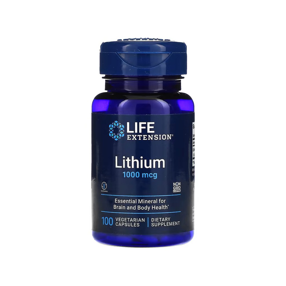 Orotato de litio, 1000mcg 100 cápsulas Vegetales de Life Extension Life Extension LEX-24031 Estados emocionales, ansiedad, es...
