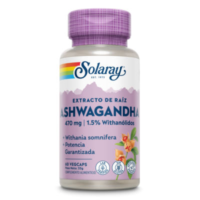 Ashwagandha 60 VegCaps. Apto veganos. Sin gluten. de Solaray SOLARAY SM-39902 Estados emocionales, ansiedad, estrés, depresió...