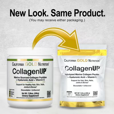 CollagenUP, Colágeno marino hidrolizado con ácido hialurónico y vitamina C, Sin sabor, 206 g de California Gold Nutrition Cal...