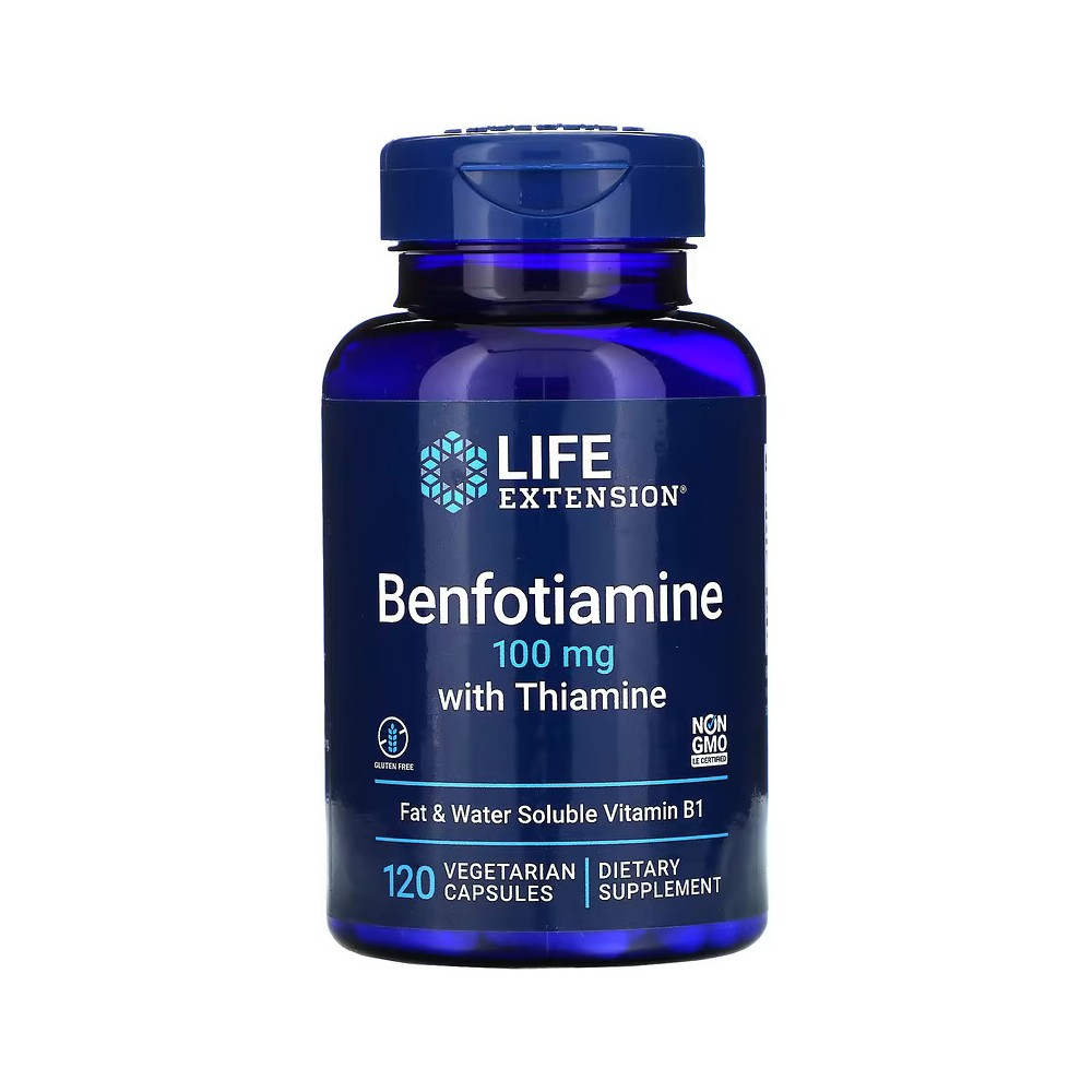 B1 Benfotiamina con tiamina, 100 mg, 120 cáp vege de Life Extension Life Extension LEX-92012 Ayuda Glucemia y Diabetes salud.bio