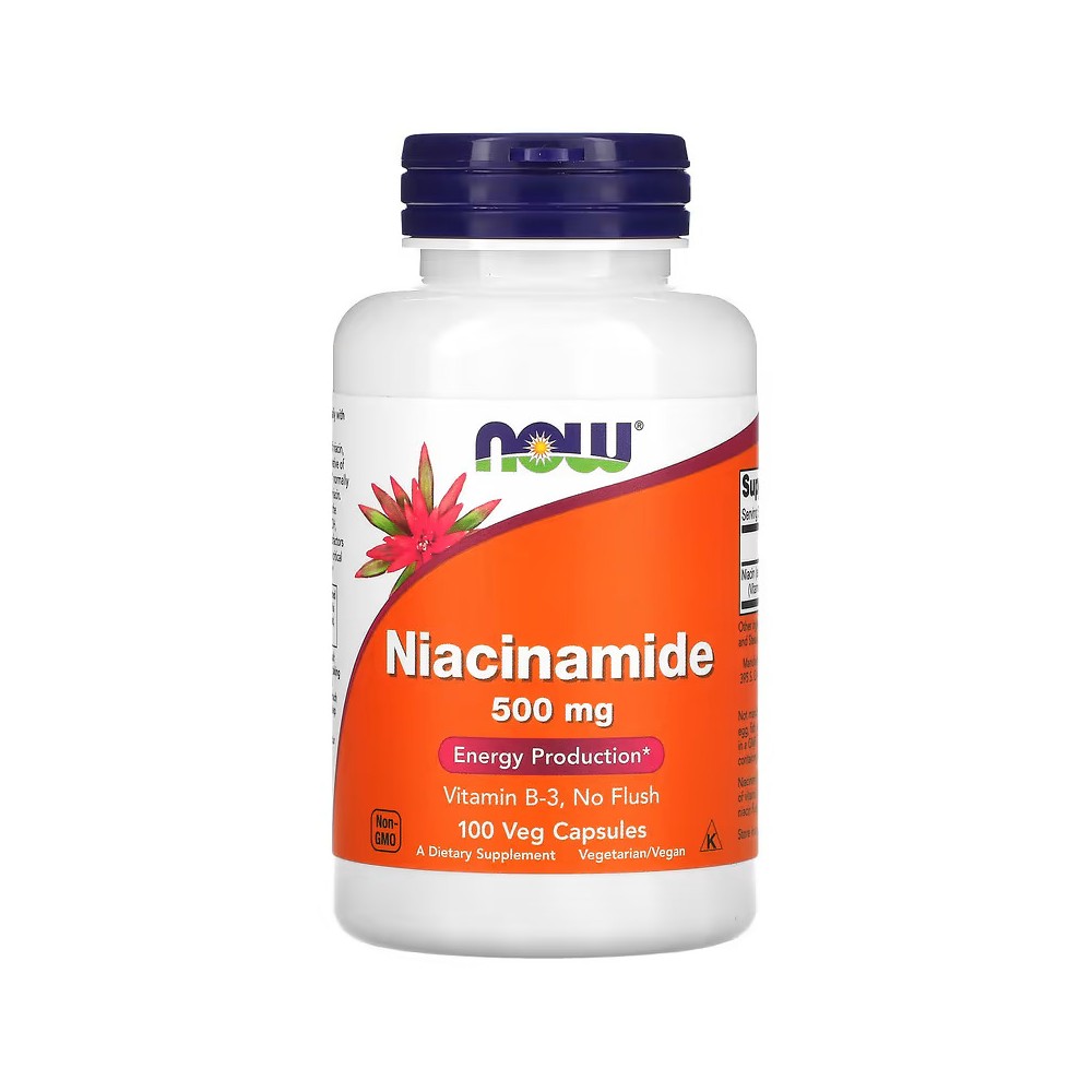 Niacinamida (vitamina B3) 500mg, 100 cápsulas vegetales de NOW Foods NOW Foods NOW-00478 Vitamina B salud.bio