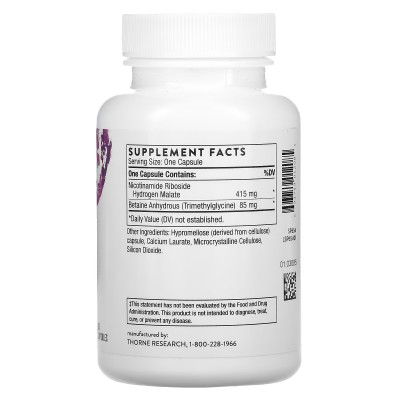 NiaCel 400 (Ribósido de nicotinamida) 60 cápsulas de Thorne Thorne Research THR-01208 Patologías e indicaciones salud.bio