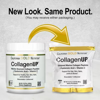 CollagenUP, Colágeno marino hidrolizado con ácido hialurónico y vitamina C, Sin sabor, 464 g de California Gold Nutrition Cal...