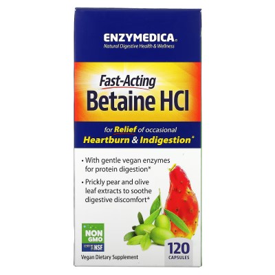 Betaina HCI, Clorhidrato de betaína, 120 cápsulas de Enzymedica Enzymedica ENZ-10081 Ayudas aparato Digestivo salud.bio