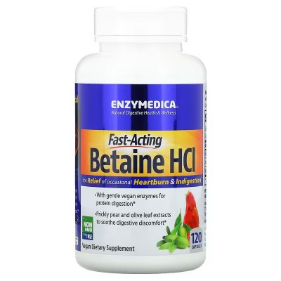Betaina HCI, Clorhidrato de betaína, 120 cápsulas de Enzymedica Enzymedica ENZ-10081 Ayudas aparato Digestivo salud.bio