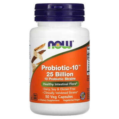 Probiotic-10, 25.000 millones, 50 cápsulas vegetales de NOW Foods NOW Foods NOW-02926 Ayudas aparato Digestivo salud.bio