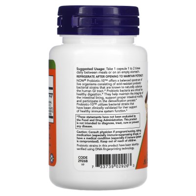 Probiotic-10, 25.000 millones, 50 cápsulas vegetales de NOW Foods NOW Foods NOW-02926 Ayudas aparato Digestivo salud.bio