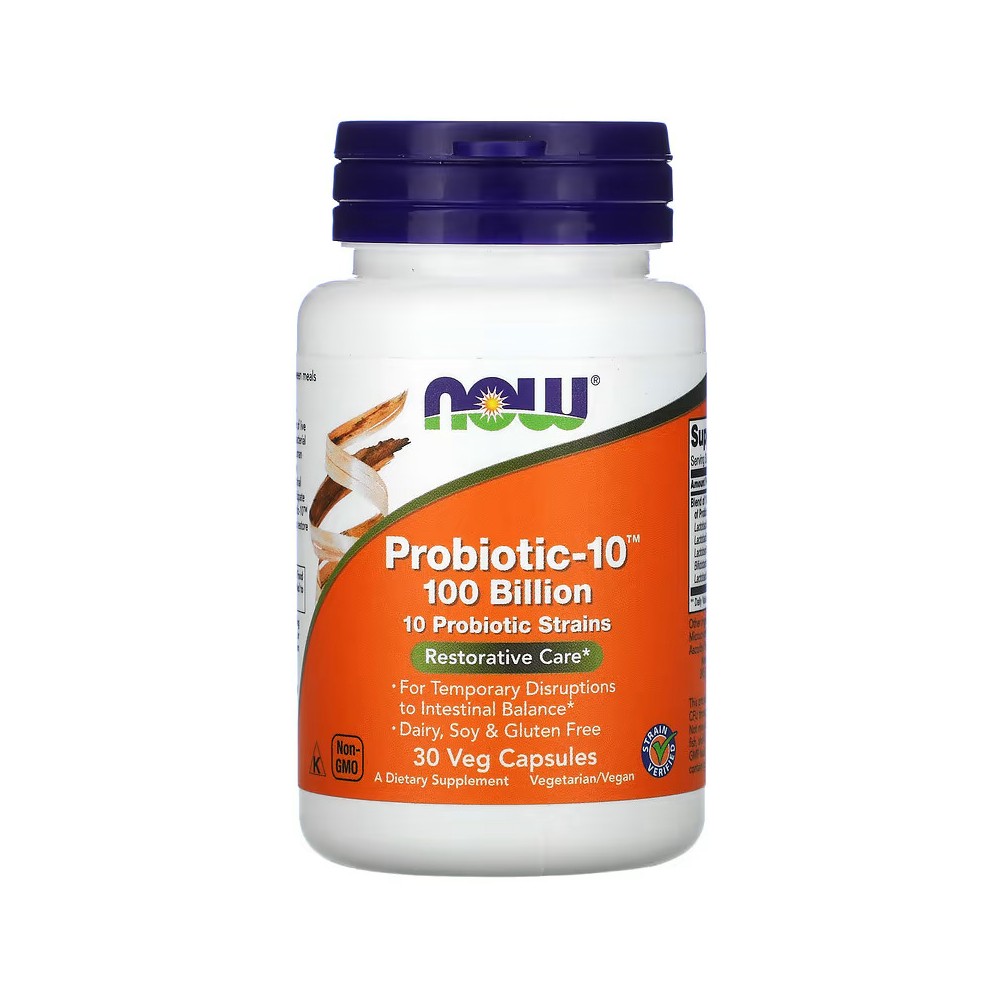 Probiotic-10, Cuidado restaurativo, 100.000 millones, 30 cápsulas vegetales de NOW Foods NOW Foods NOW-02931 Ayudas aparato D...