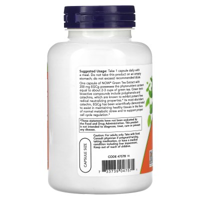 EGCG, Extracto de té verde, 400 mg, 180 cápsulas vegetales de NOW Foods NOW Foods NOW-04757 Quemagrasas y similares salud.bio