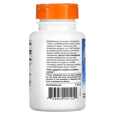 Natoquinasa (Natto-K), 2000 UFs, 90 ó 270 cápsulas vegetales de Doctor's Best DOCTOR'S BEST DRB-00125-00253 Sistema circulato...