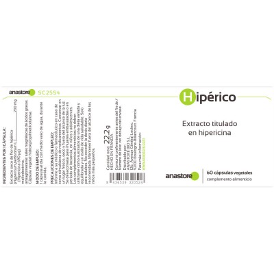 John´s Wort (Hipérico) 230mg 60 cápsulas vegetales de Anastore Anastore SC-25 Estados emocionales, ansiedad, estrés, depresió...