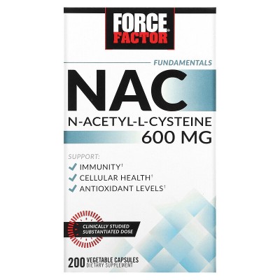 NAC, N-acetil-L-cisteína, 600 mg, 200 cápsulas vegetales de Force Factor Force Factor FOA-01857 Higado y sistema hepatobiliar...