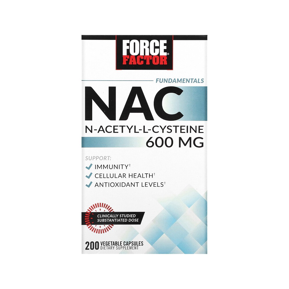 NAC, N-acetil-L-cisteína, 600 mg, 200 cápsulas vegetales de Force Factor Force Factor FOA-01857 Higado y sistema hepatobiliar...
