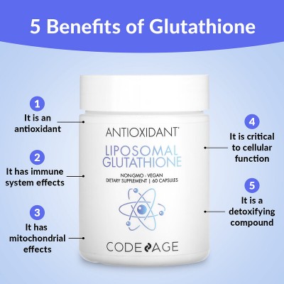 Glutatión liposomal 500mg Setria®, Antioxidante, 60 cápsulas de Codeage Codeage AGE-00822 Antioxidantes salud.bio
