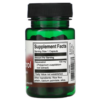 Resveratrol, (Polygonum cuspidatum) 100 mg, 30 cápsulas de Swanson Swanson SWV-02283 Antioxidantes salud.bio