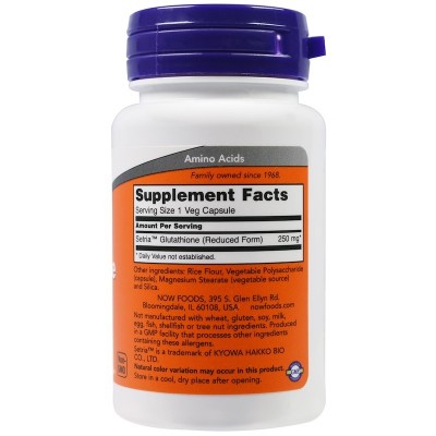 Glutatión 250 mg 60 cápsulas vegetales de Now Foods NOW Foods NOW-00096 Antioxidantes salud.bio