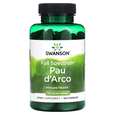 Pau d'Arco de espectro completo, 500 mg, 100 cápsulas de Swanson Swanson SWV-01424 Sistema inmunitario salud.bio