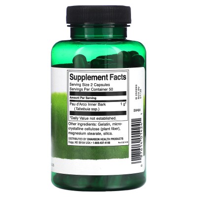 Pau d'Arco de espectro completo, 500 mg, 100 cápsulas de Swanson Swanson SWV-01424 Sistema inmunitario salud.bio