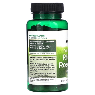 Raíz de Rhodiola rosea de espectro completo, 400 mg, 100 cápsulas de Swanson Swanson SWV-11004 Estados emocionales, ansiedad,...