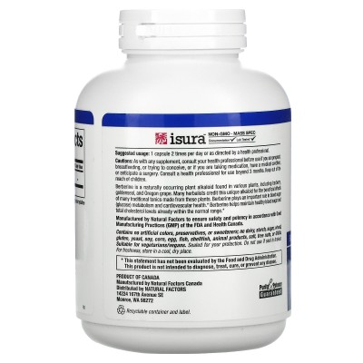 WellBetX Berberine, 500 mg, 120 Cápsulas vegetales de Natural Factors Natural Factors NFS-03543 Ayuda Glucemia y Diabetes sal...