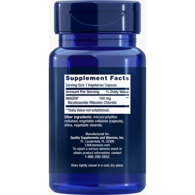 NAD+ Cell Formula Nicotinamide Riboside 100 mg, de Life Extension Life Extension 01904EU Antioxidantes salud.bio