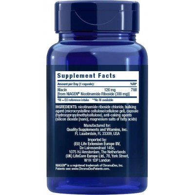 NAD+ Cell Formula Regenerador, Nicotinamide Riboside 300 mg, de Life Extension Life Extension 02344EU Antioxidantes salud.bio