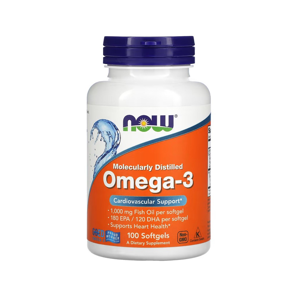 Omega-3, 180 EPA/120 DHA, en cápsulas blandas de NOW Foods NOW Foods  Ayudas niveles Colesterol y Trigliceridos salud.bio