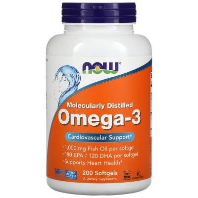 Omega-3, 180 EPA/120 DHA, en cápsulas blandas de NOW Foods NOW Foods  Ayudas niveles Colesterol y Trigliceridos salud.bio