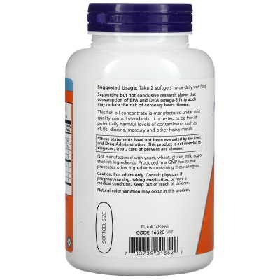 Omega-3, 180 EPA/120 DHA, en cápsulas blandas de NOW Foods NOW Foods  Ayudas niveles Colesterol y Trigliceridos salud.bio