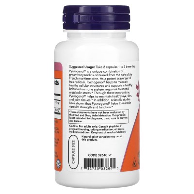 Pycnogenol, 30 mg, 60 cápsulas vegetales de NOW Foods NOW Foods NOW-03264 Antioxidantes salud.bio
