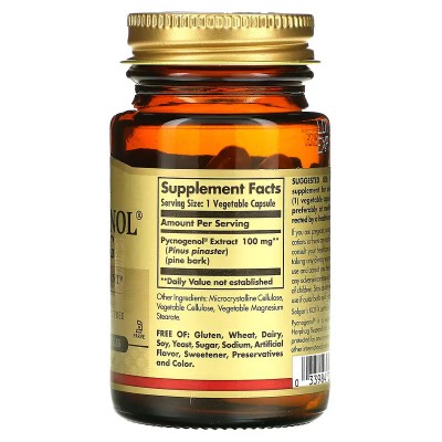 Pycnogenol®, 100 mg, 30 cápsulas vegetales de Solgar SOLGAR SOL-02306 Antioxidantes salud.bio