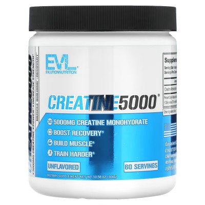 CREATINA 5000, Sin sabor, 300 g (10,58 oz) de EVLution Nutrition EVLution Nutrition EVL-24065 Suplementos Deportivos (Complem...
