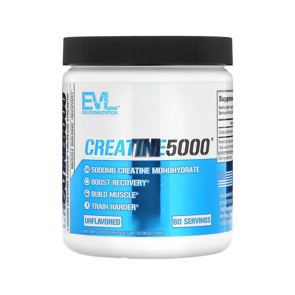 CREATINA 5000, Sin sabor, 300 g (10,58 oz) de EVLution Nutrition EVLution Nutrition EVL-24065 Suplementos Deportivos (Complem...
