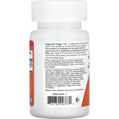 Vitamina D3, Máxima potencia, 50.000 UI, 50 cápsulas blandas de NOW Foods NOW Foods NOW-00378 Vitamina A y D salud.bio