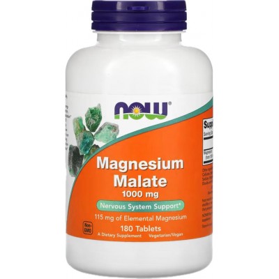 Malato de magnesio, 1000mg 180 comprimidos de NOW Foods NOW Foods NOW-01300 Suplementos Minerales  salud.bio