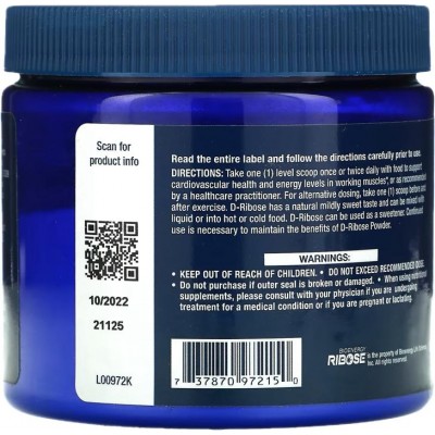 D-Ribose Nicotinamide Riboside en polvo 180g de Life Extension Life Extension LEX-97215 Patologías e indicaciones salud.bio