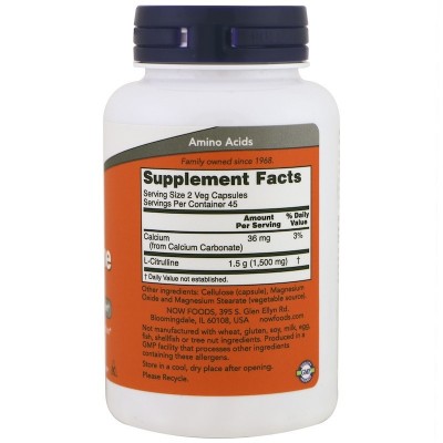L-Citrulina, 750 mg, 90 cápsulas vegetarianas de Now Foods NOW Foods NOW-00083 Aminoácidos salud.bio