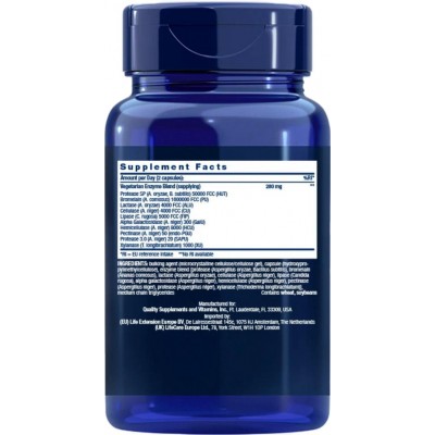 Super Enzymes, EU (Enzymas) 60 VegeCápsulas de Life Extension Life Extension LEX-29700 Ayudas aparato Digestivo salud.bio