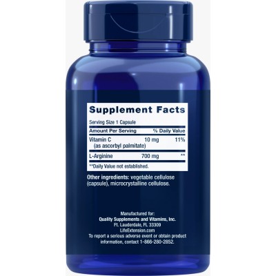 L-Arginina 700mg. 200 Caps. de Life Extension Life Extension LEX-16242 Aminoácidos salud.bio