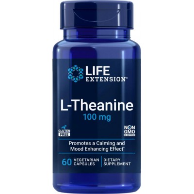 L-Teanina (L-Theanine) 100mg 60 Cápsulas Vegetales de Life Extension Life Extension LEX-16836 Estados emocionales, ansiedad, ...