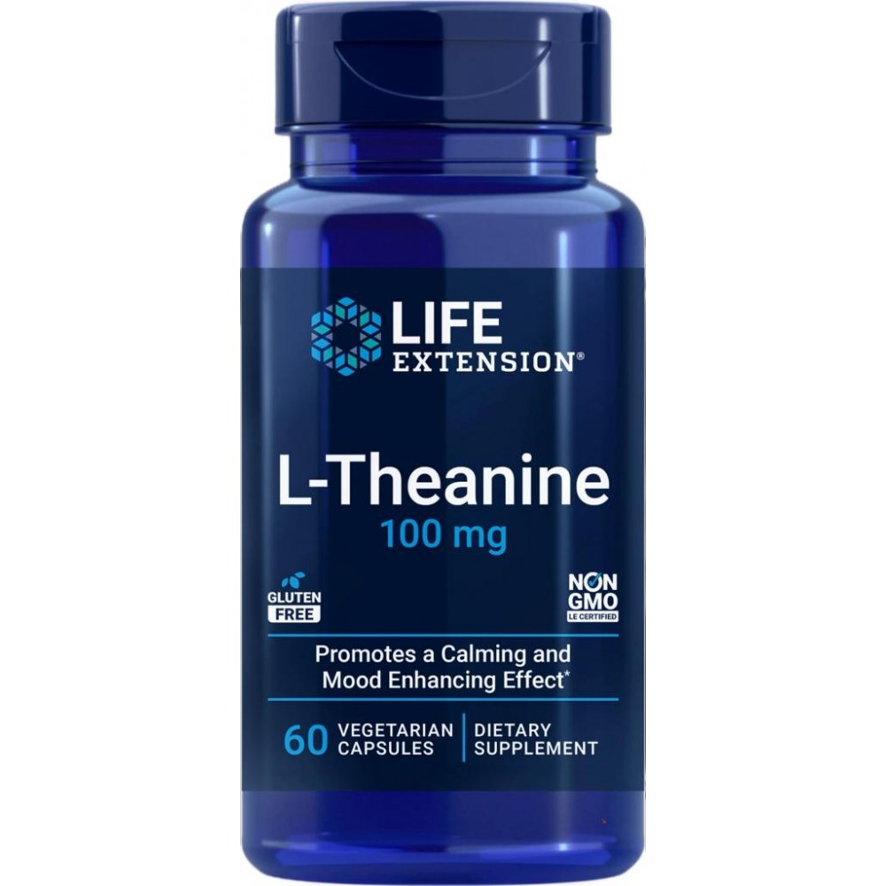 L-Teanina (L-Theanine) 100mg 60 Cápsulas Vegetales de Life Extension Life Extension LEX-16836 Estados emocionales, ansiedad, ...